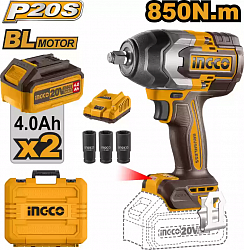 Аккумуляторный ударный гайковерт 20В Li-ion, б/щ 850 Нм (4) INGCO CIWLI2085 INDUSTRIAL