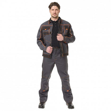 Костюм Бренд 1 2020 серый/чёрный куртка+брюки