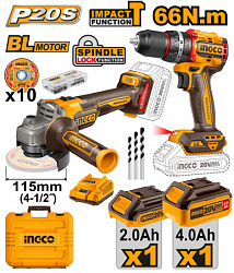 Набор аккумуляторного инструмента 20В 2 шт INGCO CKLI20273 INDUSTRIAL