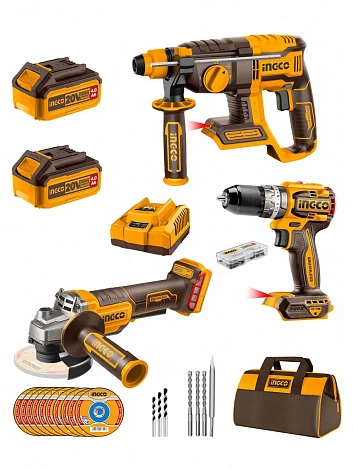 Набор аккумуляторного инструмента 3 шт 20В (2) INGCO COSLI240202 INDUSTRIAL