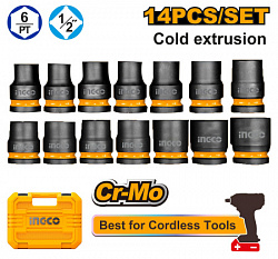 Набор ударных торцевых головок 1/2" 14 шт (8) INGCO HKISSD12141 INDUSTRIAL