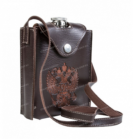 Фляга в чехле с гербом России, теснение, 18 oz, арт. PT-19