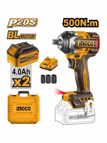 Бесщеточный ударный гайковерт Li-ion 20B INGCO CIWLI2050 INDUSTRIAL