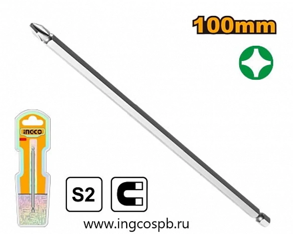 Бита PH2 100 мм (300/600) INGCO SDB61HL1001