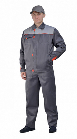 Костюм Фаворит летний с п/к серый со светло-серым ткань Смесовая