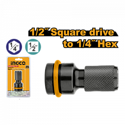 Переходник с квадратным приводом 1/2" на шестигранное гнездо 1/4" (50/100) INGCO ABH60501