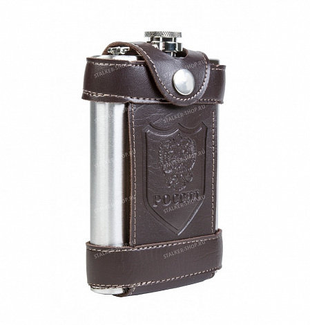 Фляга в чехле с гербом России, теснение, 9 oz, арт. PT-9