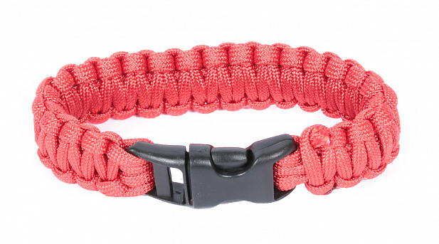 Paracord bracelet with buckle, red